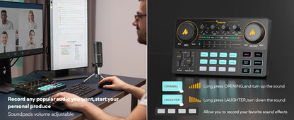 Maono AM200-S1 Sound Card Microphone Set MaonoCaster Audio Interface with Condenser Mic for Live Streaming,Recording,PC\Phone