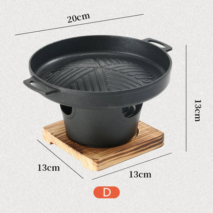 Mini BBQ Alcohol Stove Barbecue Grill Japanese One Person Cooking Oven Detachable Outdoor BBQ Plate Roasting Meat Tools