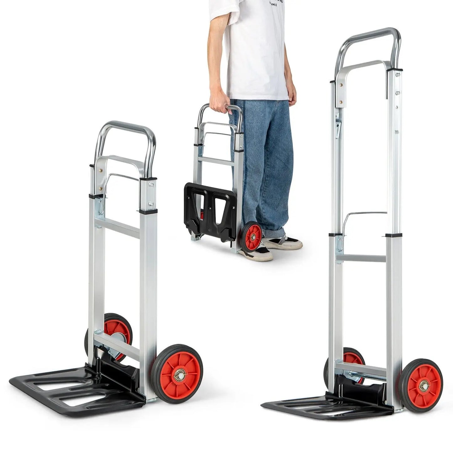 ERGOMASTER Folding Hand Truck Heavy Duty Sack Barrow W/Telescopic Handle All-Terrain Wheels