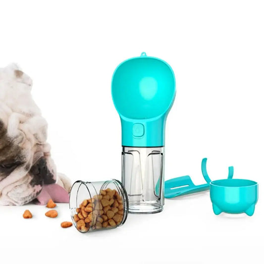 300/500ml Pet Water Food Dispenser 3 in 1 Leak Proof Pet Dog Water Bottle with Trash Bag Box and Shovel Dog Food Feeder Cat