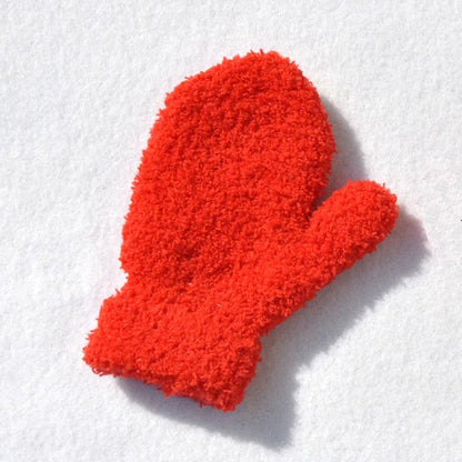 Baby Short Gloves Winter Coral Fleece Children Solid Knitted Plush Furry Full Finger Mittens Autumn Hand Warmer 1-4 Years Old