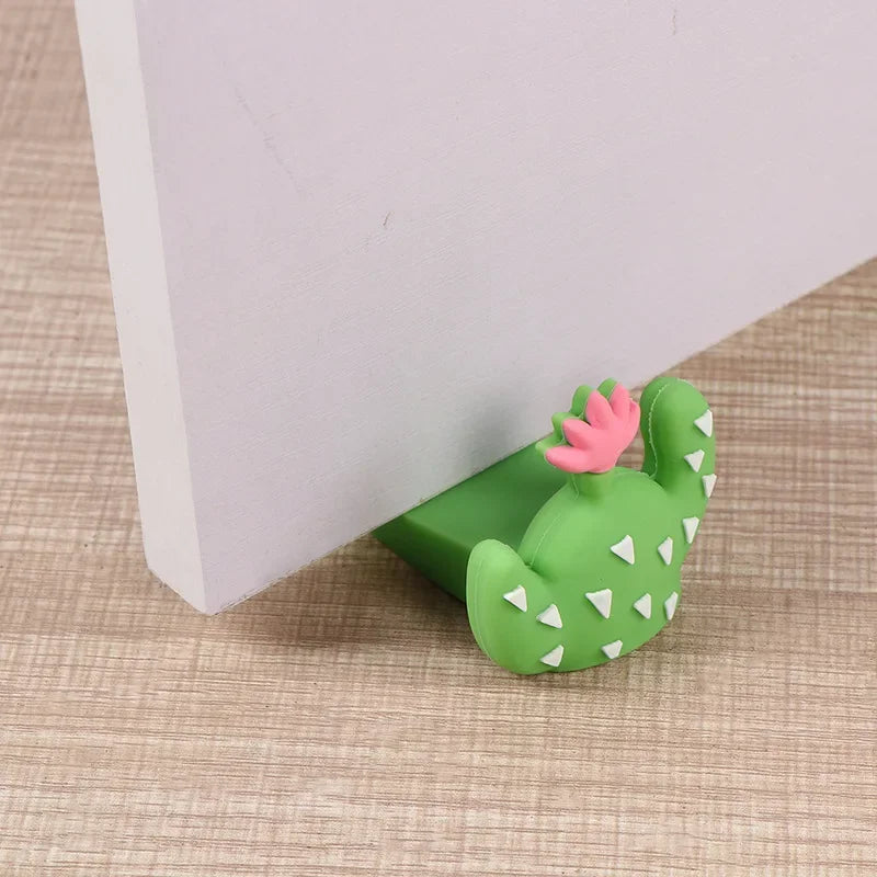 Cartoon Door Stop Silicone Reusable Shock Absorbent Block Wedge Doorstops Door Handle Stopper Home Door Anti-collision Stopper