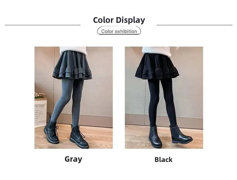 Girls Leggings Skort - Korean Style Two-Piece Skirt Pants | Spring Autumn Kids Outerwear
