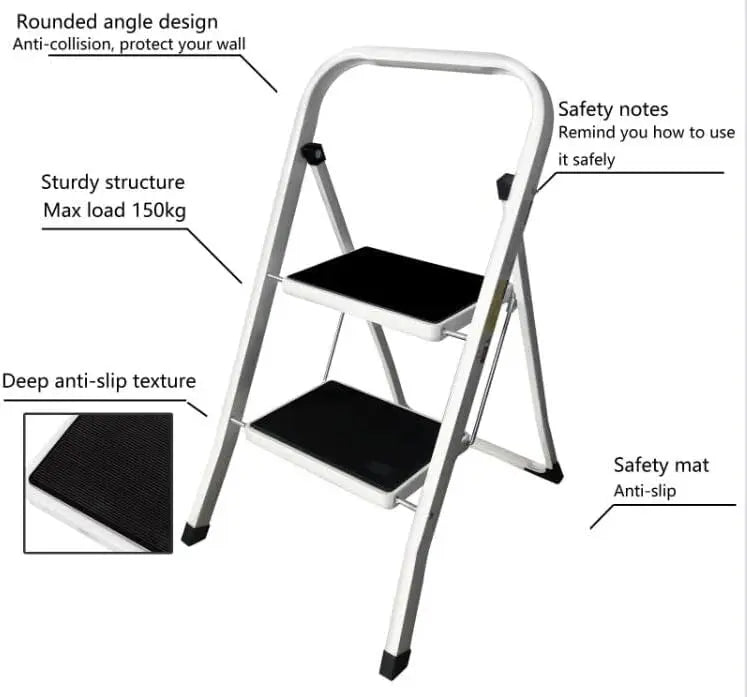 DayPlus Safety Folding Step Stool 2-4 Step Ladder Portable Foldable Stepladder Anti Slip Feet  for Indoor Outdoor Home Office