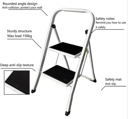 DayPlus Safety Folding Step Stool 2-4 Step Ladder Portable Foldable Stepladder Anti Slip Feet  for Indoor Outdoor Home Office