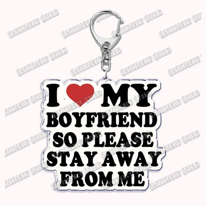 Custom I Love You My Fictional Boyfriend Awesome Girlfriend Keychain Emo Boys Hot Wife Mom Dad Key Ring Keychains Bf Gf Gifts