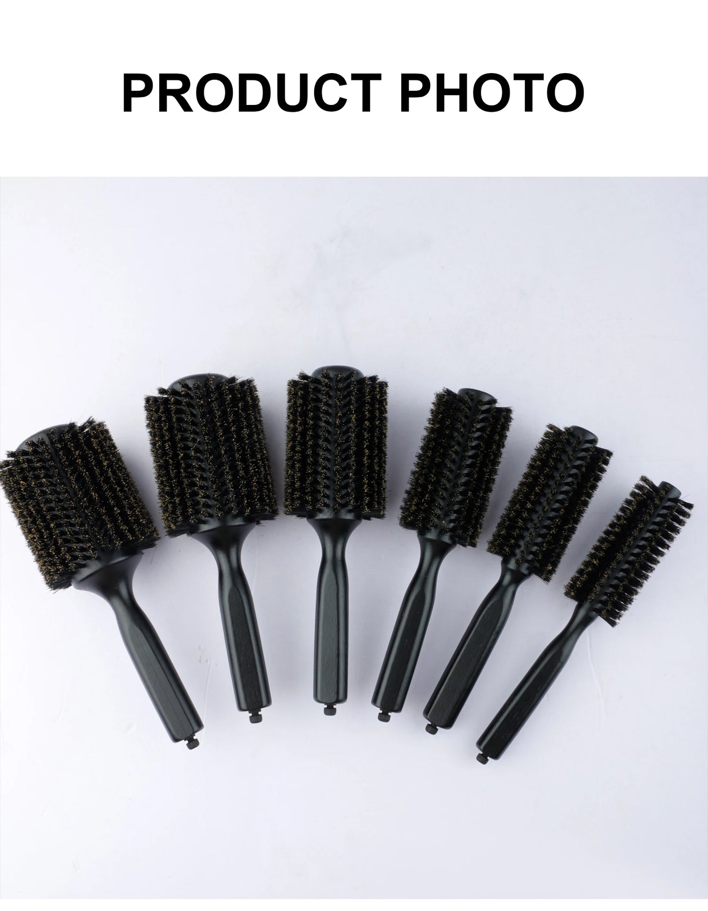 6 Sizes Boar Bristle Round Hair Brush Curly Hair Styling Comb Professional Removable Tail Barber Hairdresser Round Rolling Comb