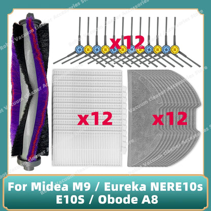 Compatible For Midea M9 / Eureka E20 Plus / Eureka NERE10s E10S / Obode A8 / VCR S10 Plus Main Side Brush Filter Mop Cloth Parts