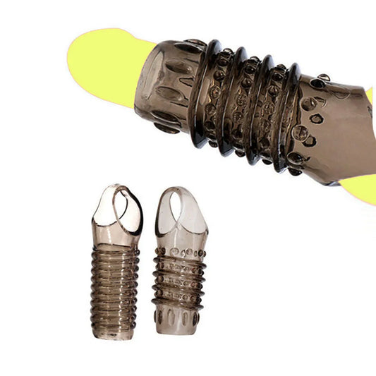 Penis Extender Sleeve Ball loop Reusable Dual Cock Ring Cage Condom Impotence Erection Sex Aid Cover Erectile Dysfunction MAN