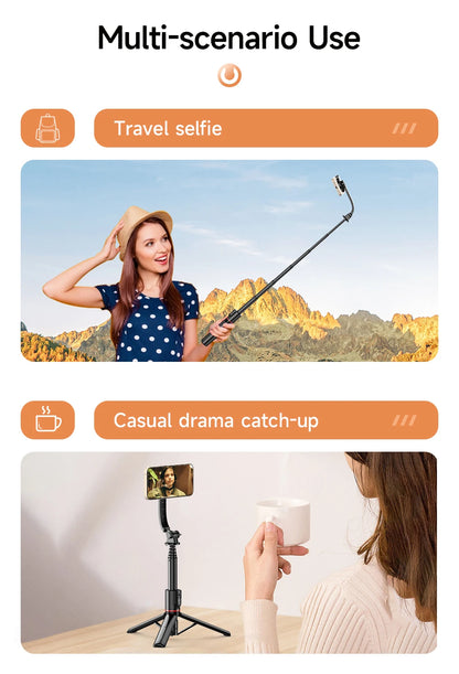 Magnetic Selfie Stick Tripod with Bluetooth Remote Magsafe Cellphone Stand for iPhone 14 13 12 Pro Max Vertical Shooting