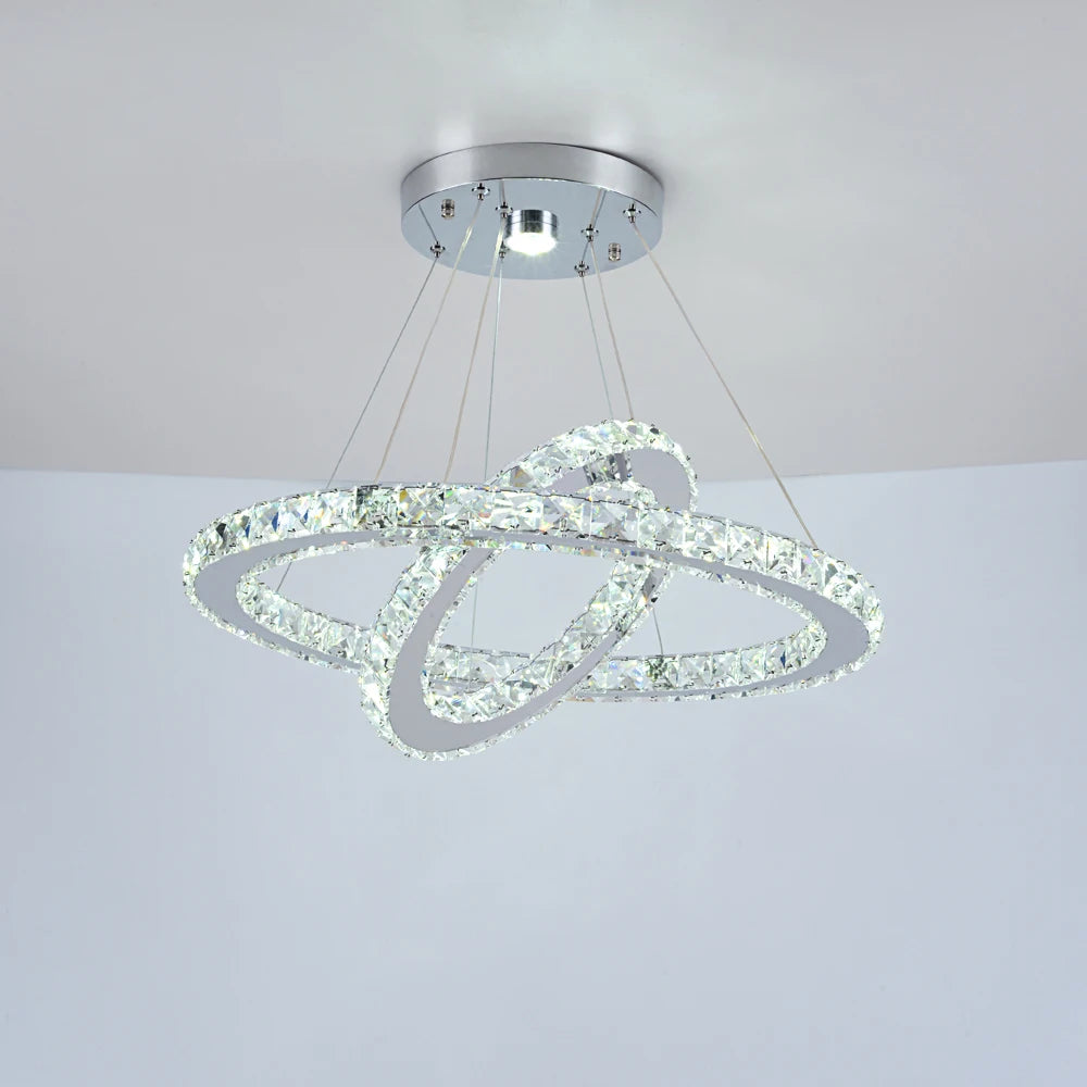 Luxury Rings Led Crystal Chandelier Mordern Pendant Light Living Dining Room Decor Fixture Suspension Luminaire Hanging Lustr