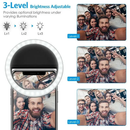 Led Selfie Ring Light Portable USB Charge Phone Lens Lamp Mobile Phone Live Broadcast Video Selfie Fill Light for All Smartphone