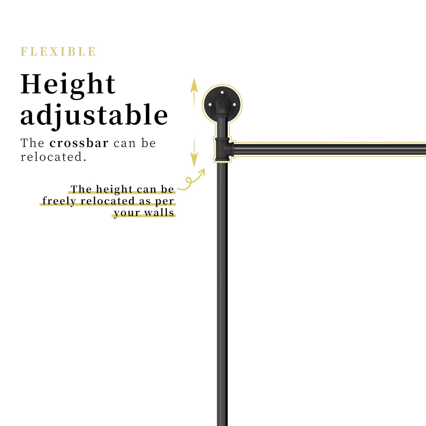 80.7 Inch Long Industrial Pipe Clothes Rack Double Clothes Rail Loft Residential Tidy Wardrobe Wall Clothing Hanging Rack