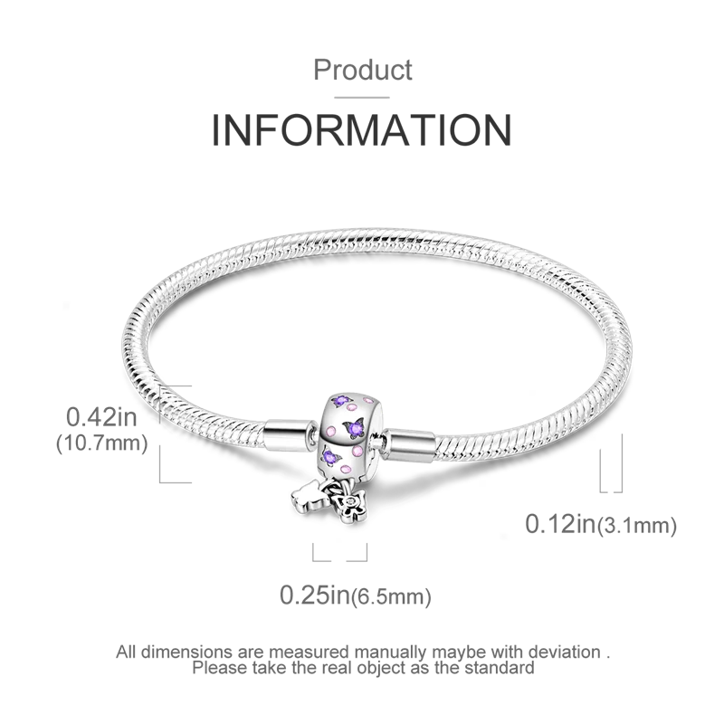 925 Sterling Silver Charm Bracelet - Leaf, Clover, Butterfly & Heart Design | 17-20cm Adjustable