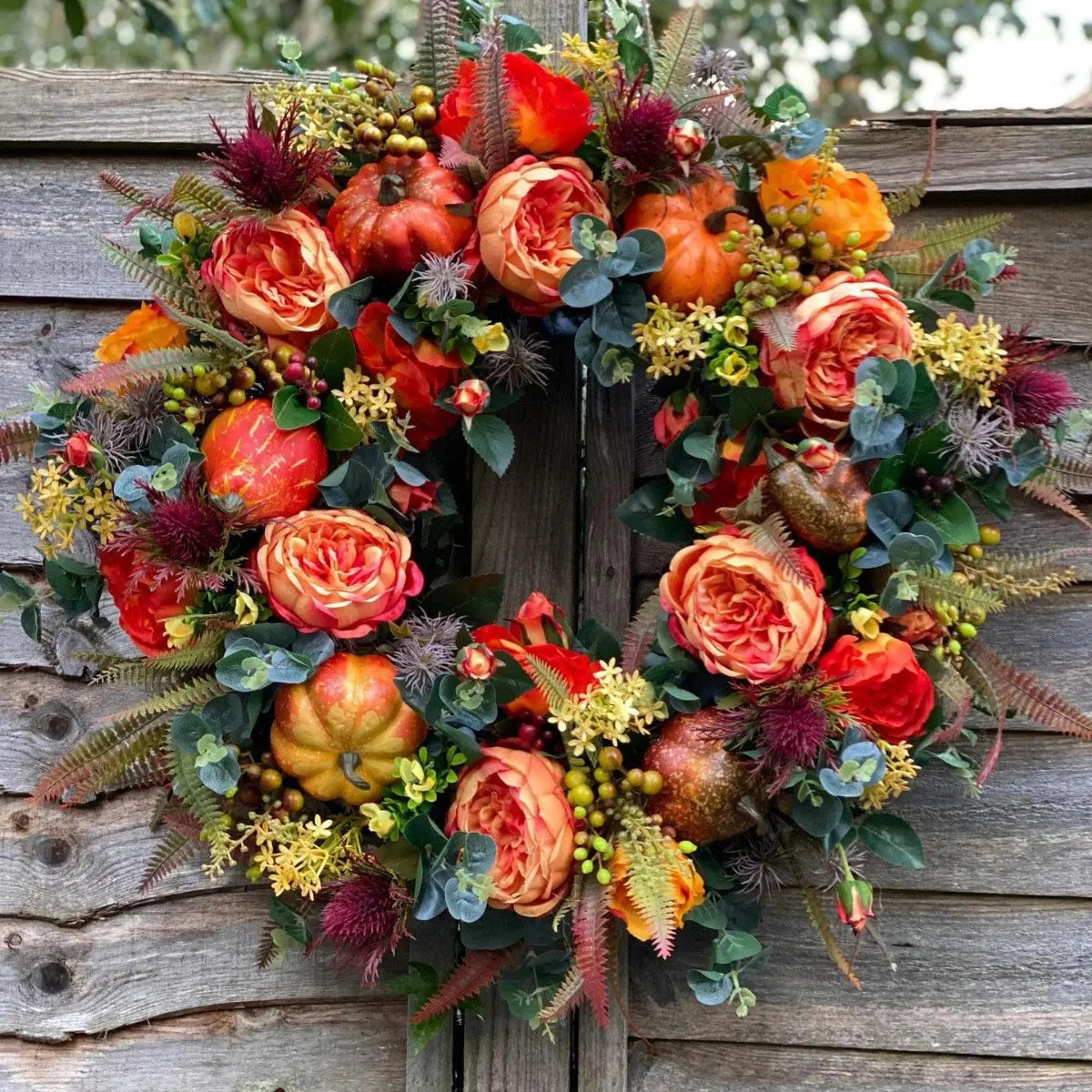 Decoration Wreath Fall Peony Pumpkin Sunflowe for Front Door Festival Celebration Peony home Farmhouse