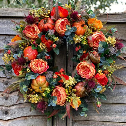 Decoration Wreath Fall Peony Pumpkin Sunflowe for Front Door Festival Celebration Peony home Farmhouse