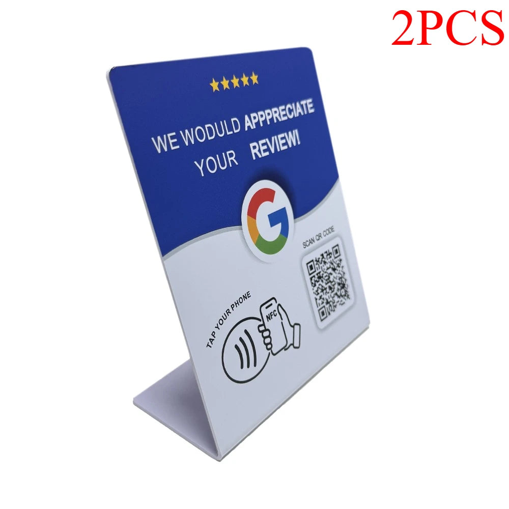 Hilo Programmable NFC215 Google Review Card NFC Station Table 13.56Mhz QR code can be independently set to link Standing Card