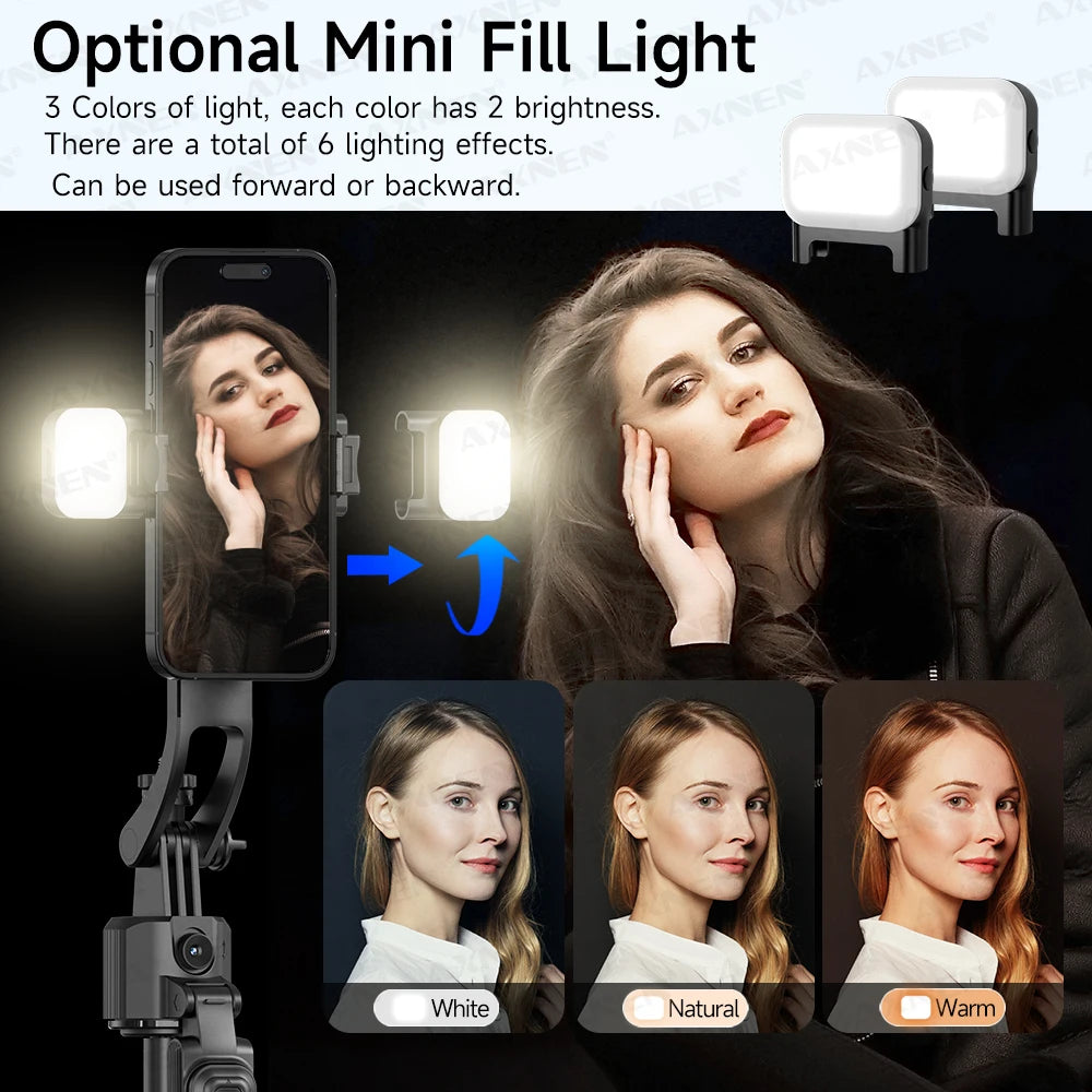 C17 Selfie Stick Tripod for Phone AI 360 Rotation Face Tracking Gimbal Stand Smartphone Camera Monopod Holder 1630mm Quadruped