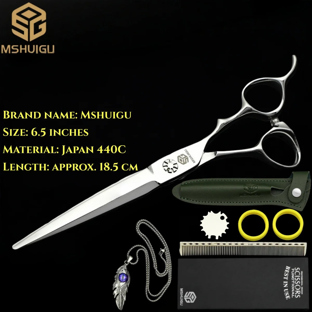 MSHUIGU professional barber Small size scissors 440C 5-5.5-6inch Multifunctional thinning shears Salon Tool Accessories