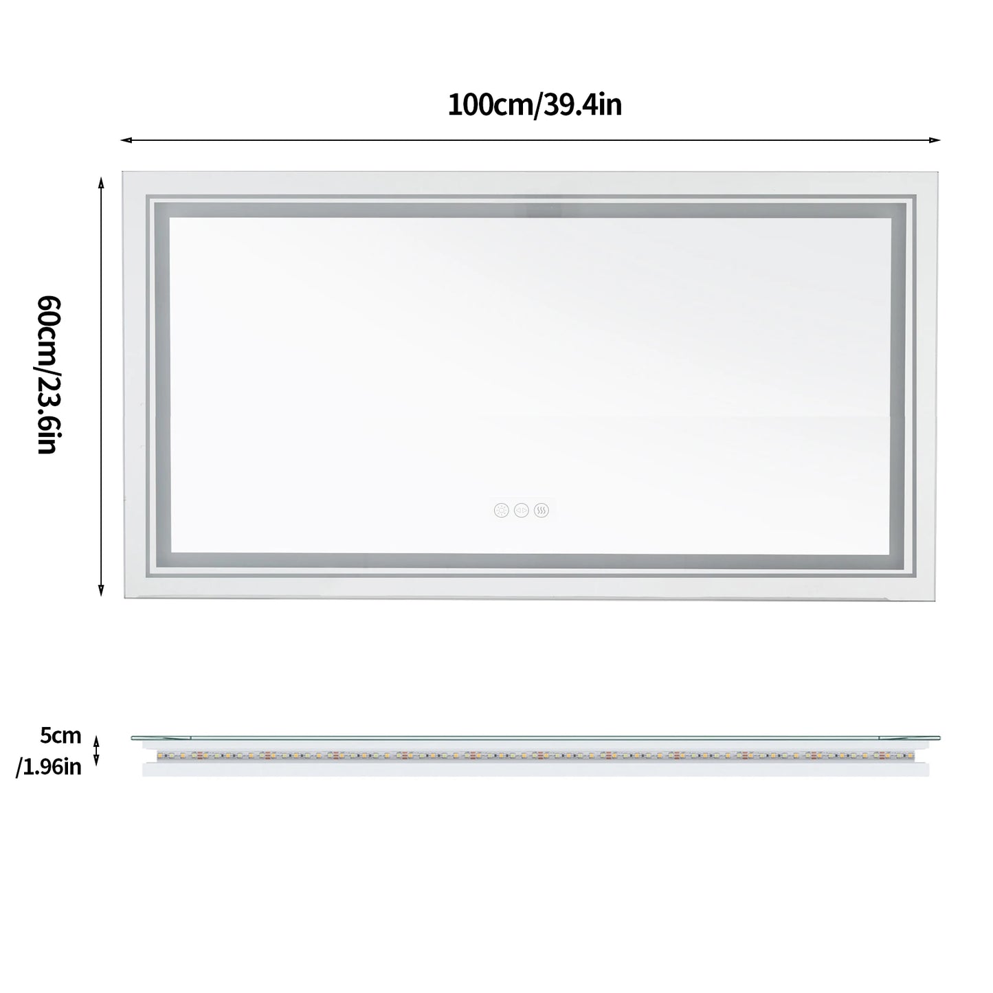 Jumbo-Large Illuminated LED Bathroom Mirror, Front and Backlit Lights, Wall Mounted, Touch Anti-fog Vanity Mirror