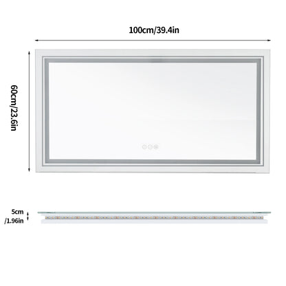 Jumbo-Large Illuminated LED Bathroom Mirror, Front and Backlit Lights, Wall Mounted, Touch Anti-fog Vanity Mirror
