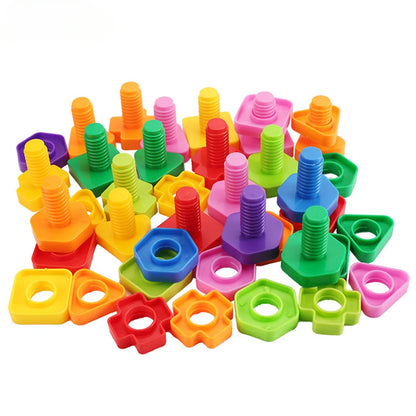 10/20pcs Set Screwing Building Blocks Creative Mosaic Puzzle Toys for Children Plastic Insert Nut Shape Boys Educational Toy