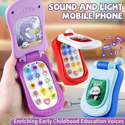 1pc NEW Cartoon Simulation Flip Phone Educational Music Phone Toy Toddler Education Early Voices Toys For Children's Day Gifts