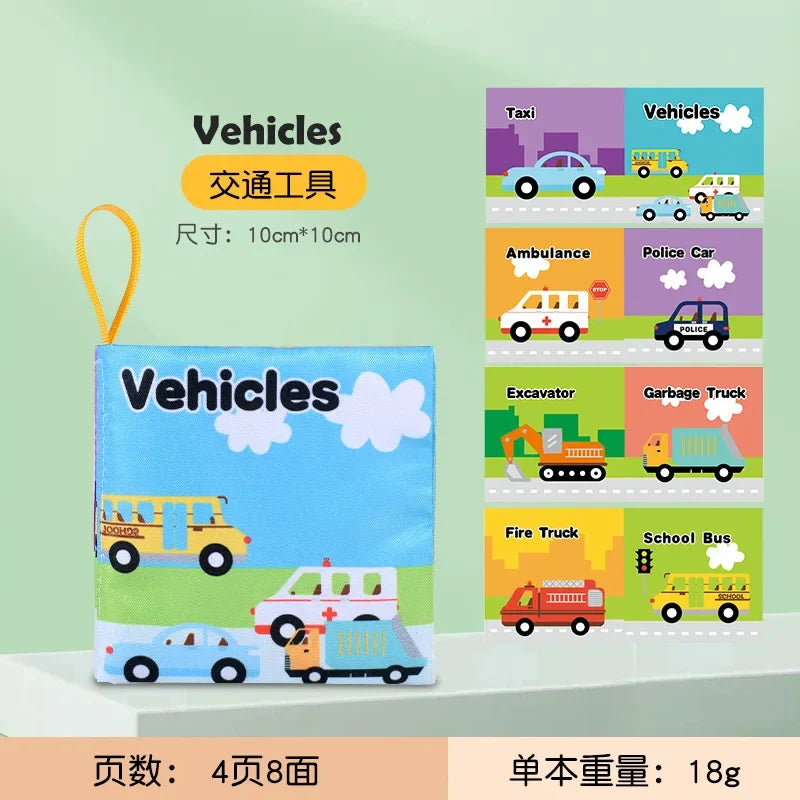 Children Early Educational Toys Rustle Sound Soft Cloth Book Fruits Animal Numbers Food Means of Transportation Cognition Toys