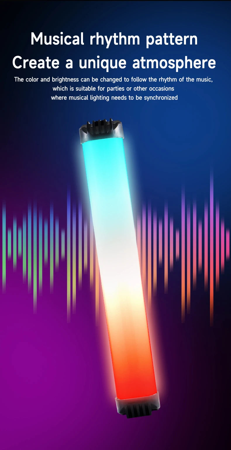 MIAOTU Handheld RGB Colorful Stick Light 30CM Handheld LED Light Wand CRI 95+ 2500K-9000K Photography Studio Lamp