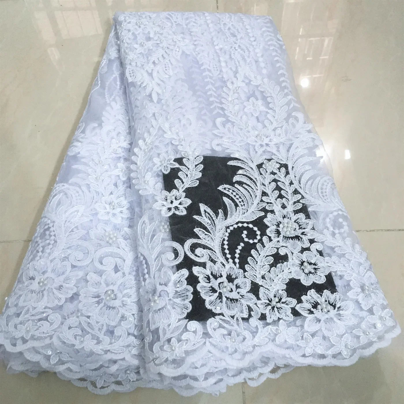 White African Lace Fabric 2025 Embroidered Nigerian Lace Fabric High Quality Cord lace French Tulle Fabric Wedding L-W006A