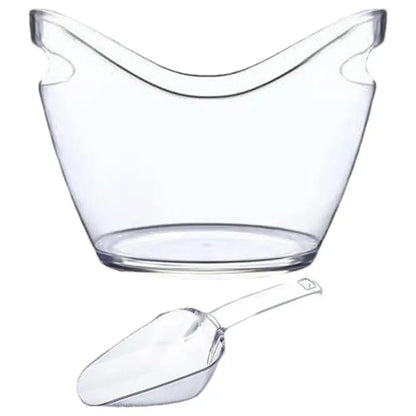 Clear Ice Bucket with 2 Scoops - Large Beverage Tub for Wine Champagne Bar Parties Family Reunion