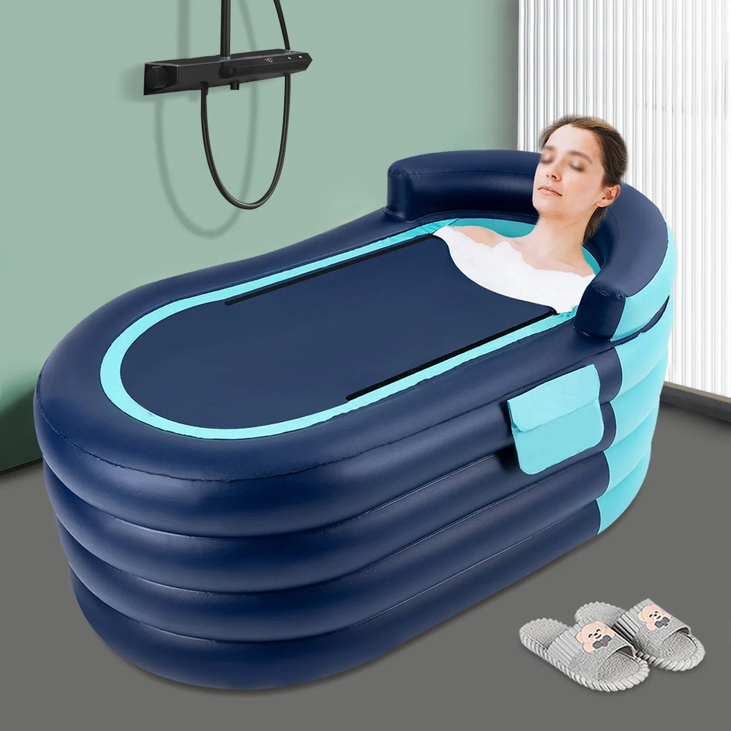 1.4m 4 layers Foldable Bathtub Household Inflatable Adult Bathtub With Wireless Electric Air Pump for Hot Water and Ice Bath