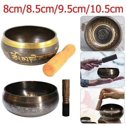 Tibetan Chime Singing Bowl Striker Handmade Buddha Yoga Meditation Sound Yoga Meditation Healing Copper Singing Bowl