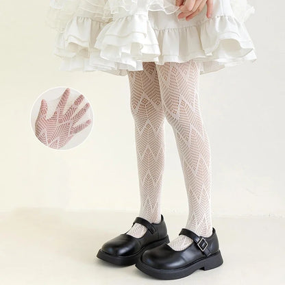 Thin Breathable Baby Girl Tights Kids Dance Stocking Sock Children School Student Uniform Tights Princess Wave Lace Pantyhose