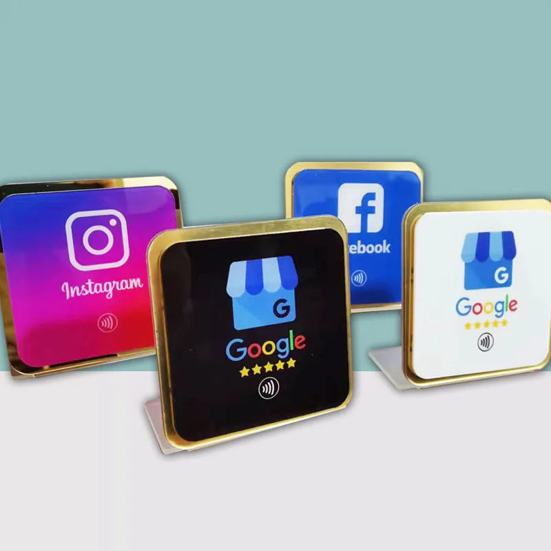 NFC Dual Chips Acrylic Restaurant Table Display Stand for Google+Instagram Google+Facebook Social Media