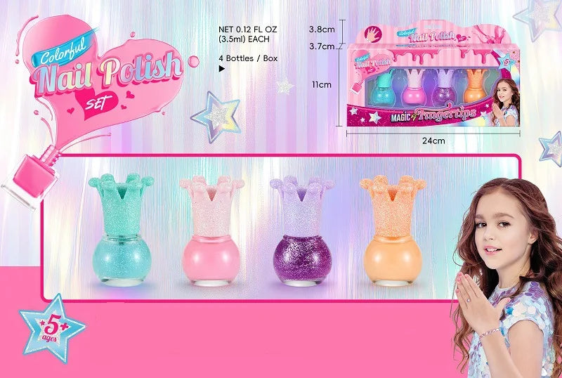 Children's Nail Polish Set 5 Color Safe Non-toxic Water-based Peelable  Girls Princess Dress Up Play House DIY Nail Art Toys