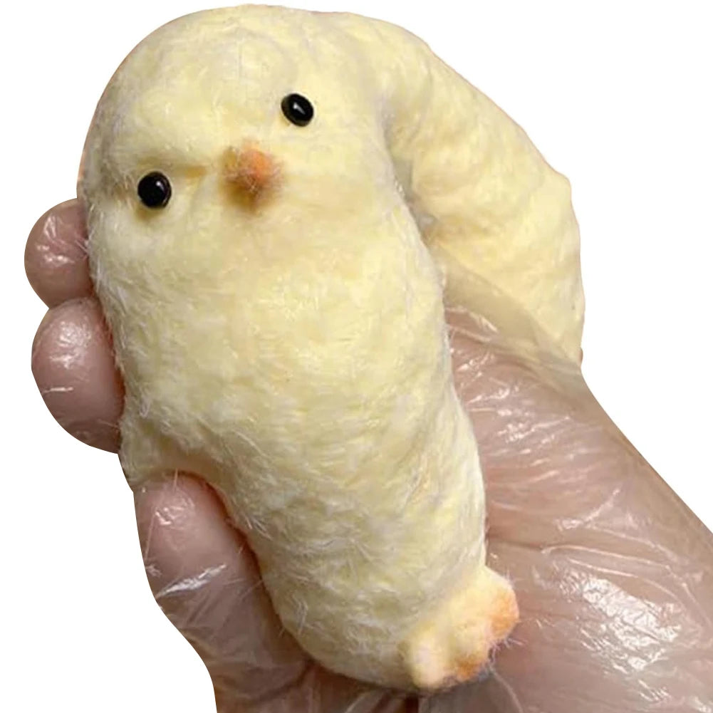 Handmade Plush Simulation Yellow Chicken Stress Relief Toys Handmade Chick Toys Squeezing Pinching Toys Kids Birthday Gift