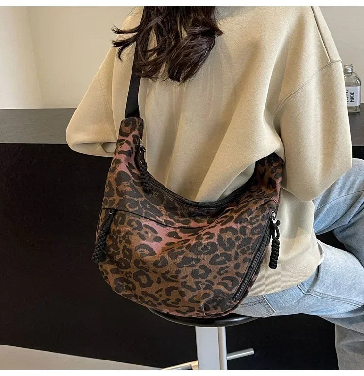 Leopard Print Crossbody Bags for Women Corduroy Casual Shoulder Tote Bags Ladies Sac A Main Femme Designer Luxury Handbags 2024