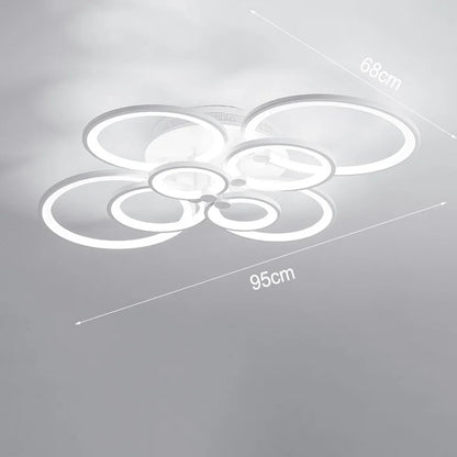 KOMORE Modern Circular LED Semi Flush Ceiling Light, 54 W/94W/142W Cool White for Nordic Decor for Office, Living Room, Bedroom