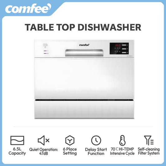 COMFEE 6.5L Freestanding Compact Dishwasher with  LED Display, Decibels 47 Low Noise
