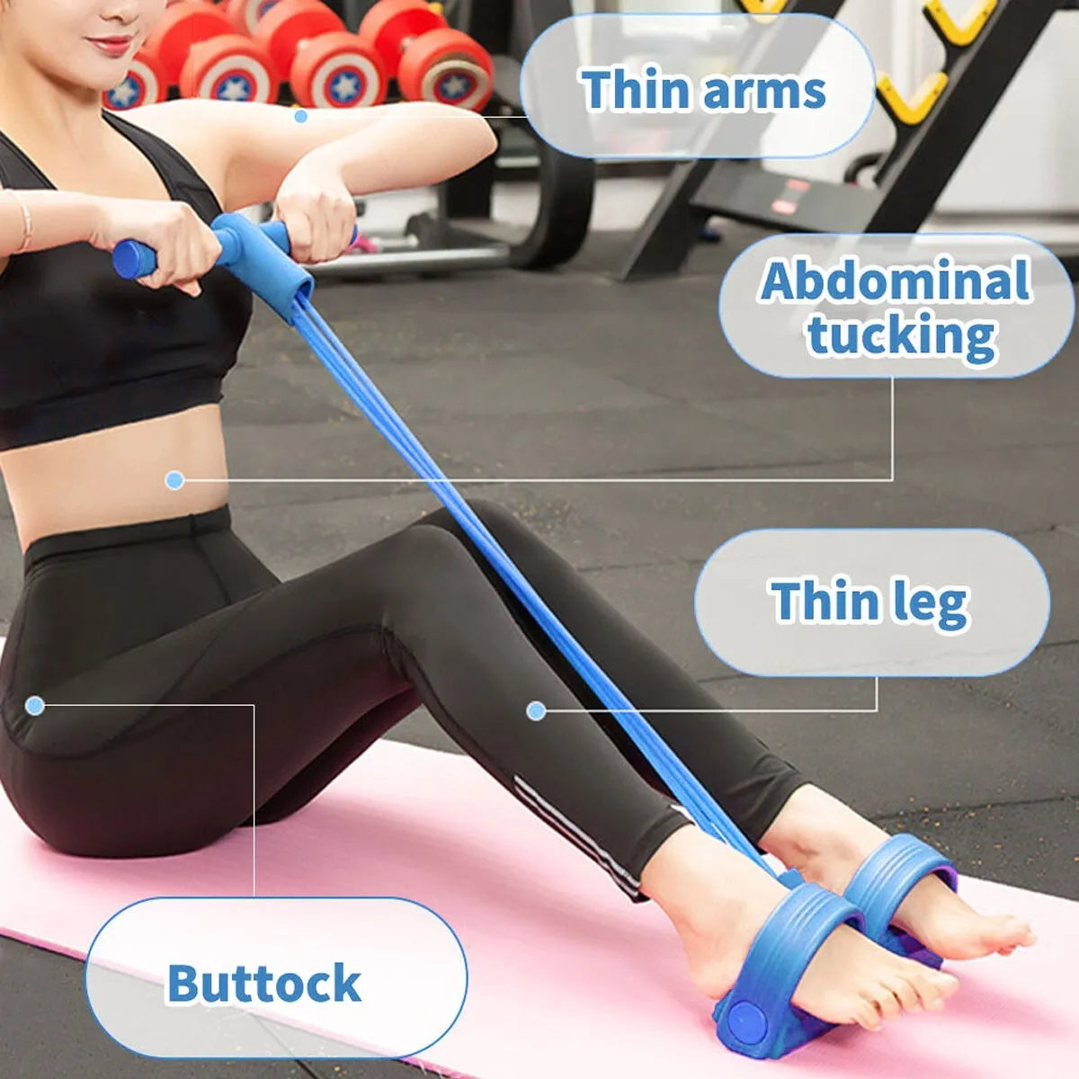 4 Tube Tension Rope Puller Pedal Ankle Exerciser Abdominal Fiess Sport UK