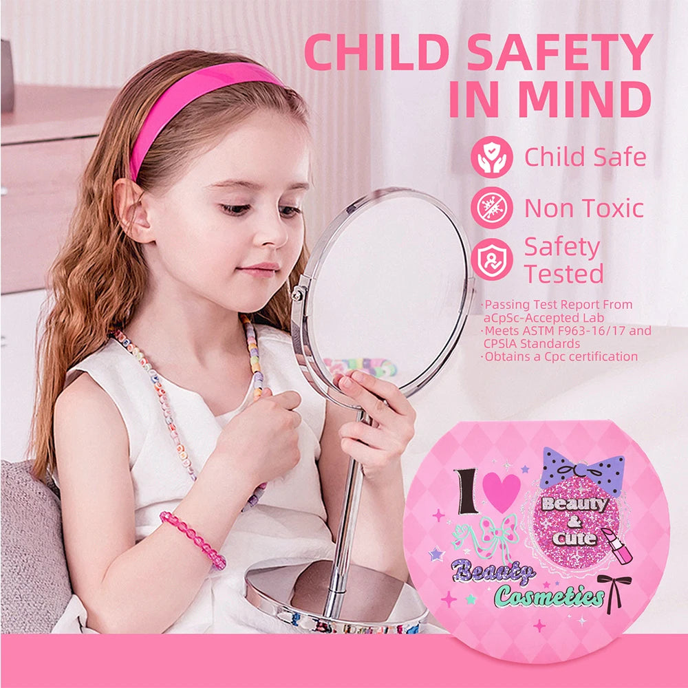 Princess Make Up Box Play House Toy Girls, Eye Shadow Makeup Cosmetics Handbag, Birthday Christmas Gift for Kids Party Cosplay