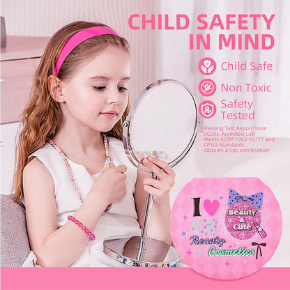 Princess Make Up Box Play House Toy Girls, Eye Shadow Makeup Cosmetics Handbag, Birthday Christmas Gift for Kids Party Cosplay