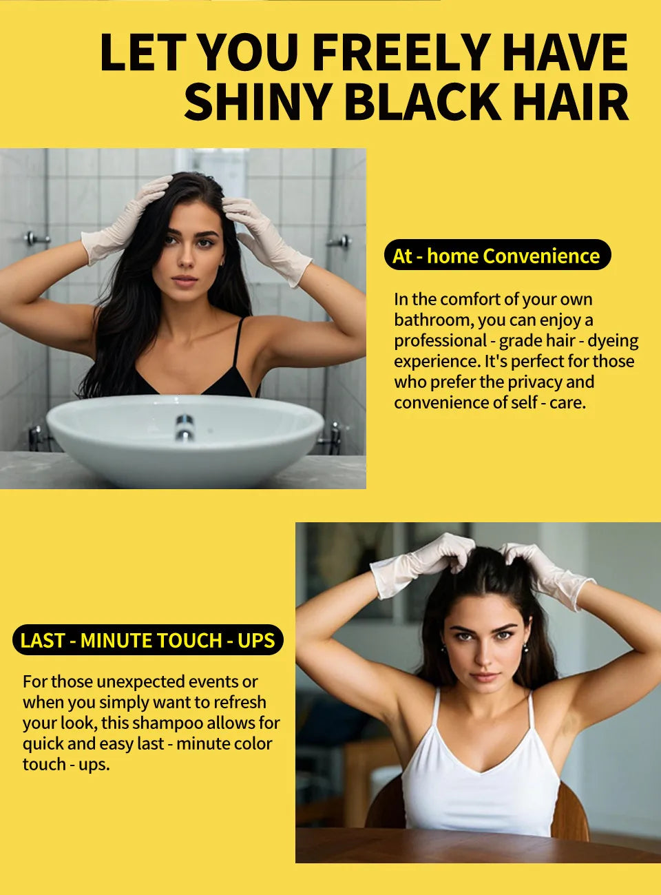 Ginger Black Hair Dye Shampoo 500ml Diy Herbal Coloring Hairs Instant Gray To Black Instant Coloring Shampoo For Women&Men