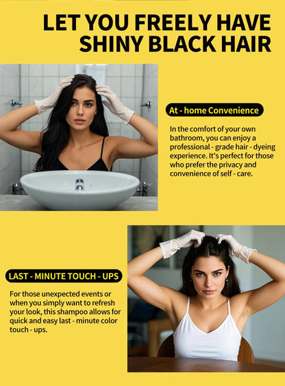 Ginger Black Hair Dye Shampoo 500ml Diy Herbal Coloring Hairs Instant Gray To Black Instant Coloring Shampoo For Women&Men
