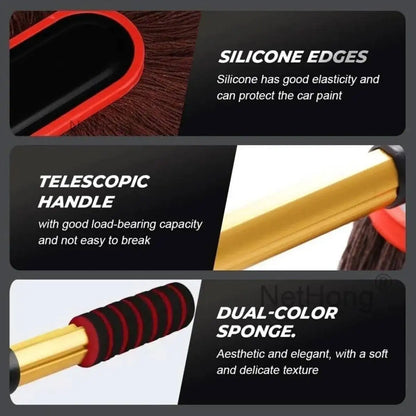 Telescopic Car Duster Wax Brush Mop Cleaning Cloth Scratch Free Dusting Waxing