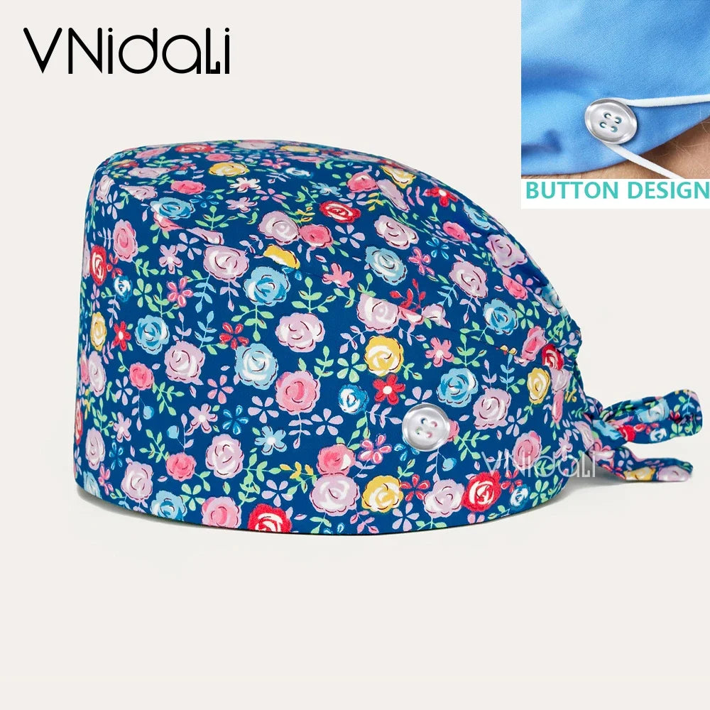 Solid color scrub cap with button pet grooming working Caps  surgical cap Lab work hat  womens Scrub hats nurse accessories