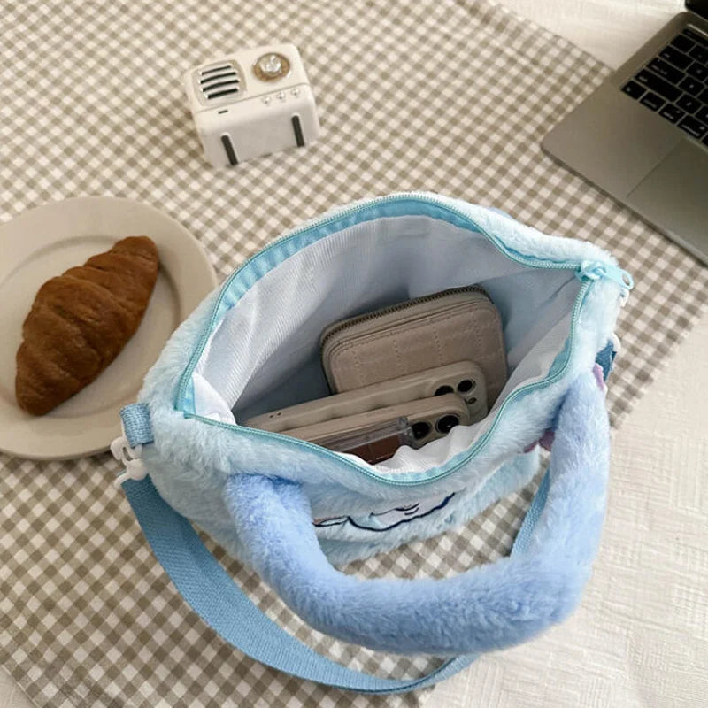 Stitch Women's Plush Shoulder Bags Large Capacity Ctue Crossbody Bag For Pretty Girl Makeup Bag