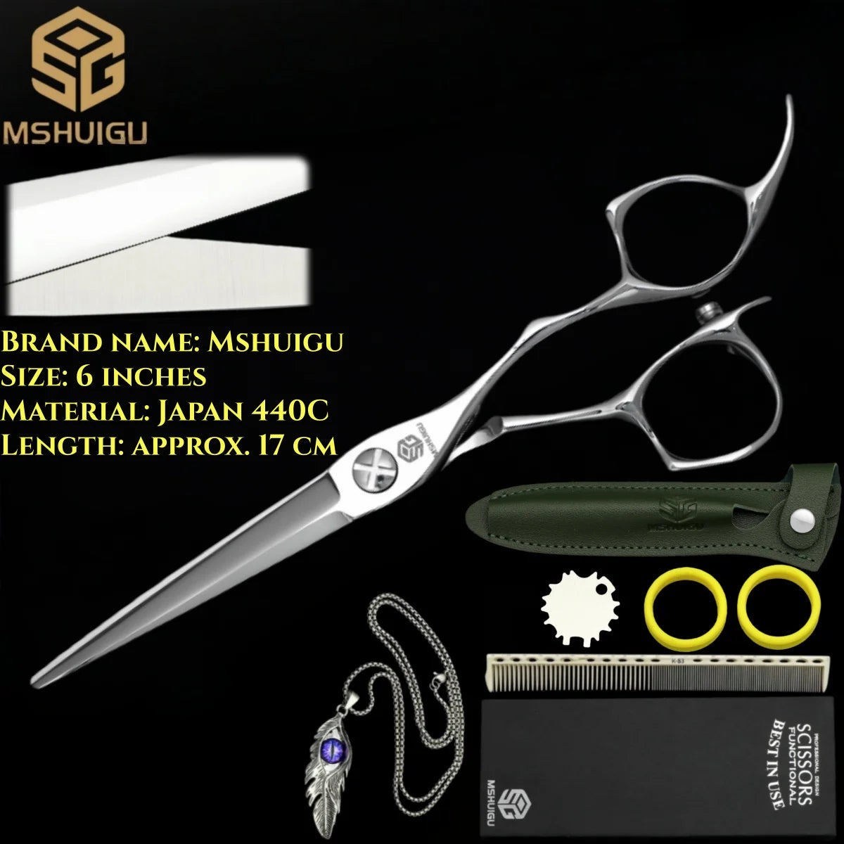 MSHUIGU professional barber Small size scissors 440C 5-5.5-6inch Multifunctional thinning shears Salon Tool Accessories