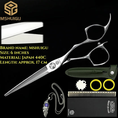 MSHUIGU professional barber Small size scissors 440C 5-5.5-6inch Multifunctional thinning shears Salon Tool Accessories